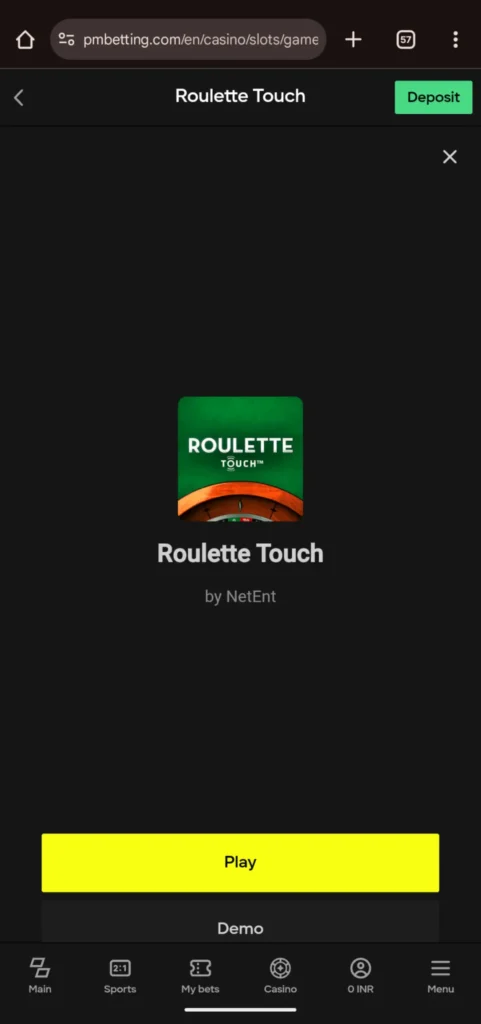 Play Roulette Touch on Parimatch Betting