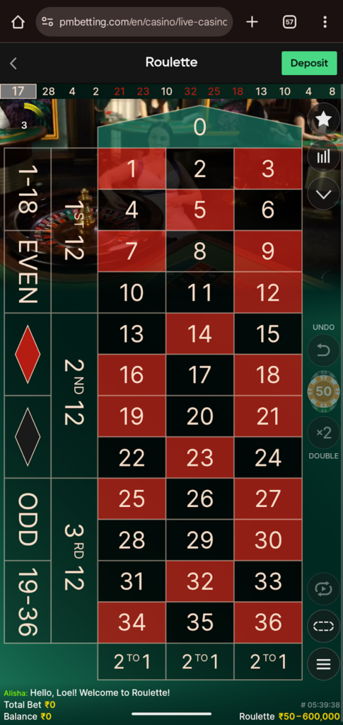 High to Low Stakes Roulette 